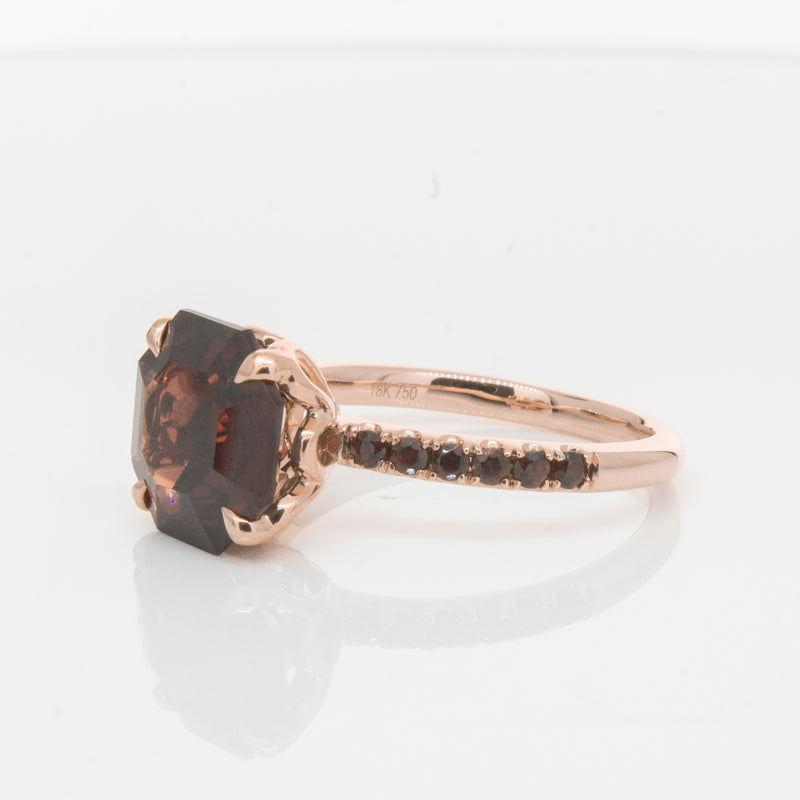 18ct Rose Gold Garnet Octavus Ring-Ring-Walker & Hall