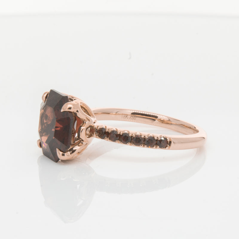 18ct Rose Gold Garnet Octavus Ring-Ring-Walker & Hall