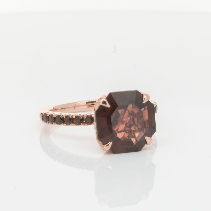 18ct Rose Gold Garnet Octavus Ring-Ring-Walker & Hall