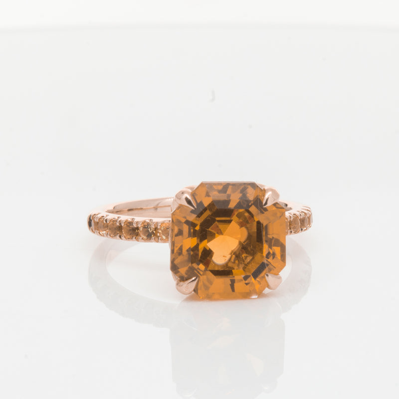 18ct Rose Gold Citrine Octavus Ring-Ring-Walker & Hall