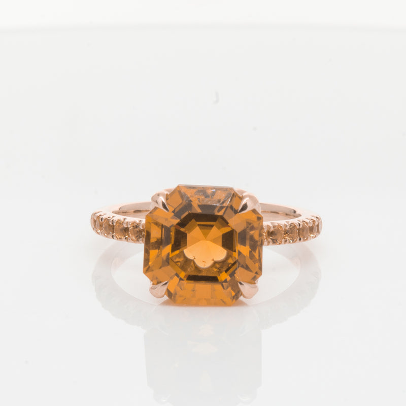 18ct Rose Gold Citrine Octavus Ring-Ring-Walker & Hall