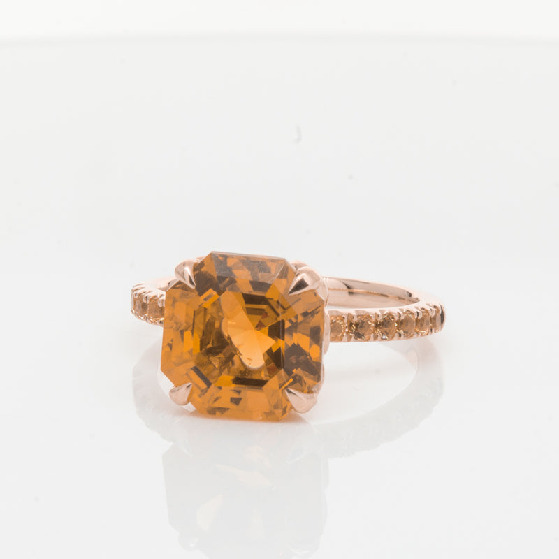 18ct Rose Gold Citrine Octavus Ring-Ring-Walker & Hall