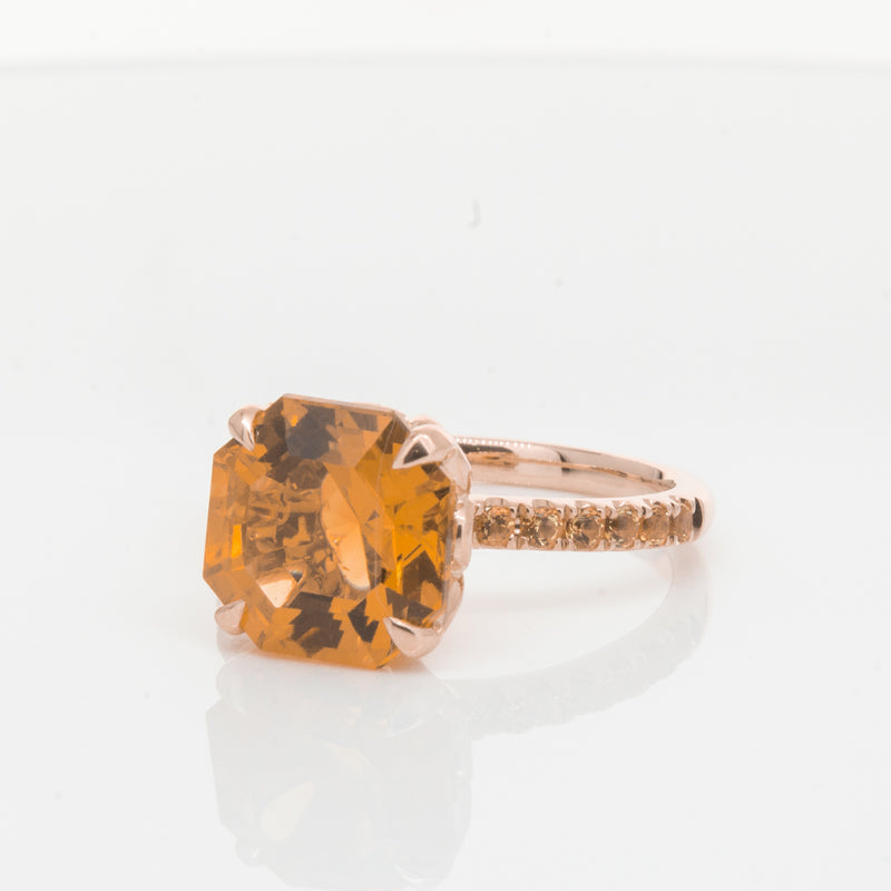 18ct Rose Gold Citrine Octavus Ring-Ring-Walker & Hall