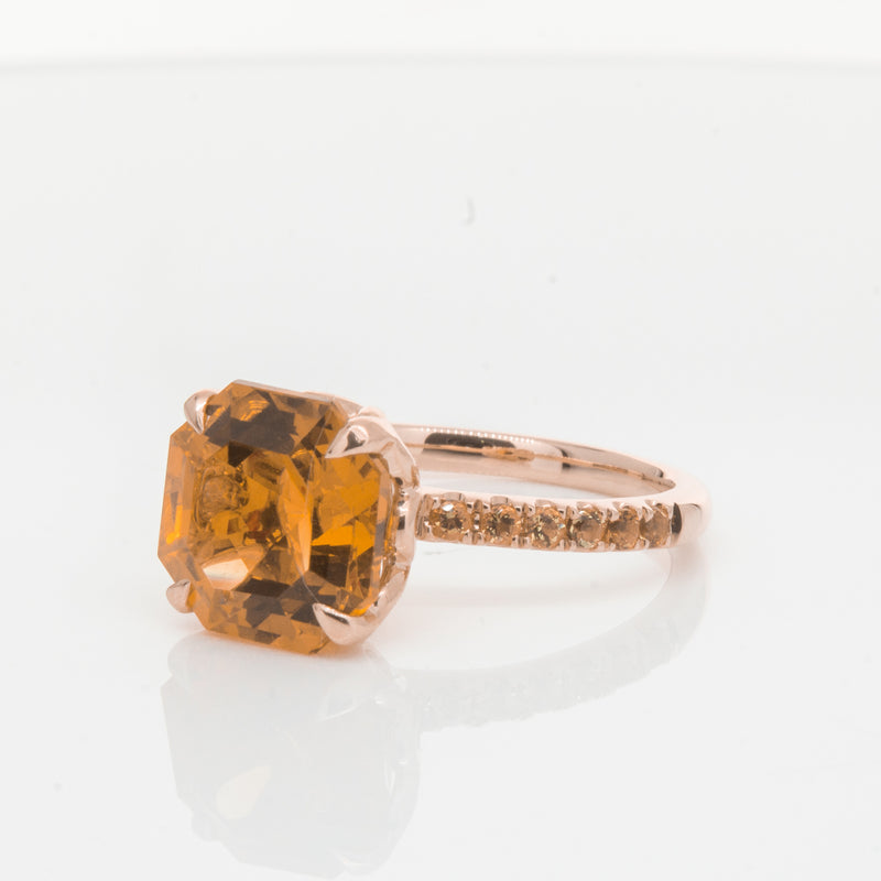 18ct Rose Gold Citrine Octavus Ring-Ring-Walker & Hall