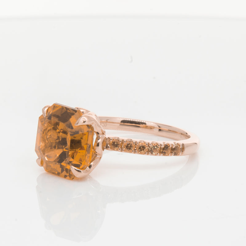 18ct Rose Gold Citrine Octavus Ring-Ring-Walker & Hall