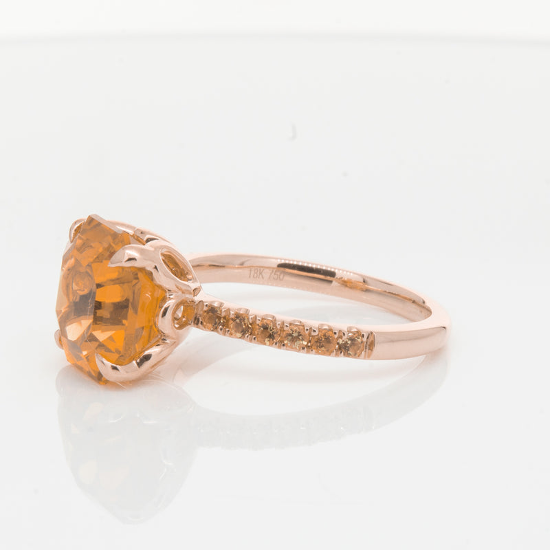 18ct Rose Gold Citrine Octavus Ring-Ring-Walker & Hall