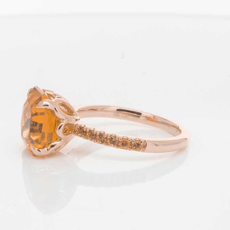 18ct Rose Gold Citrine Octavus Ring-Ring-Walker & Hall