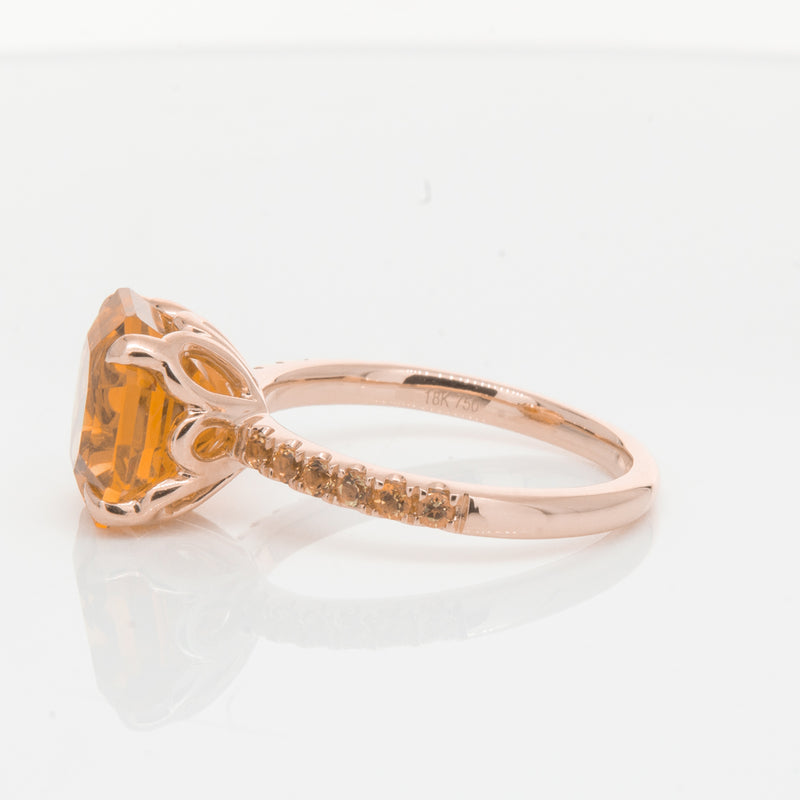 18ct Rose Gold Citrine Octavus Ring-Ring-Walker & Hall
