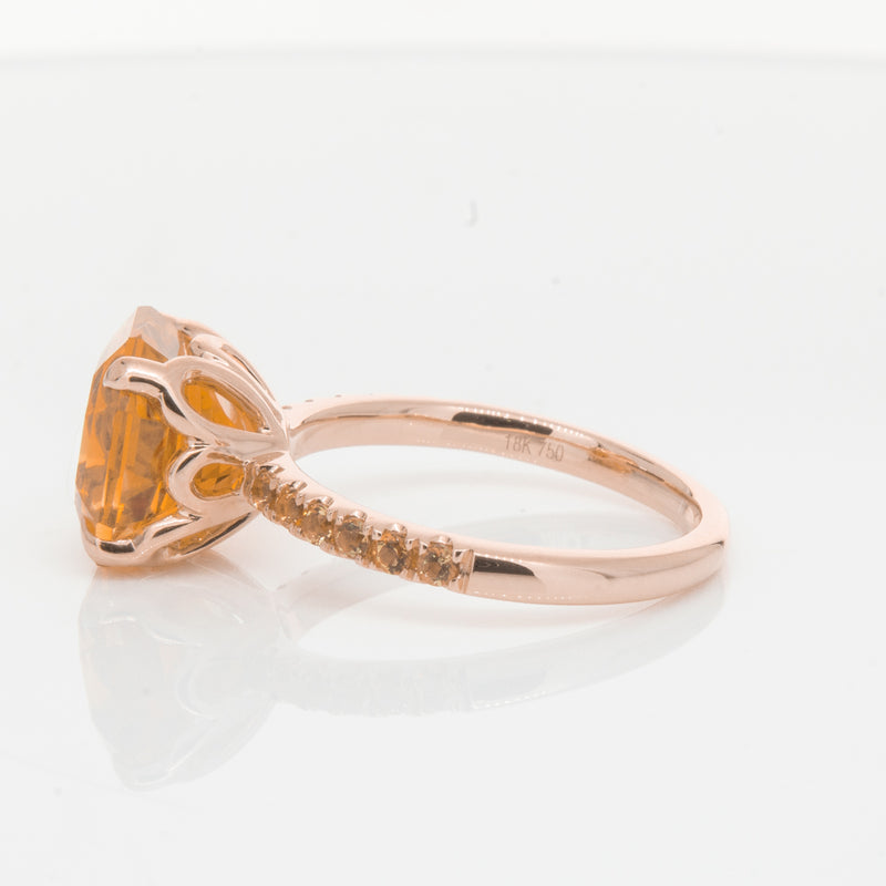 18ct Rose Gold Citrine Octavus Ring-Ring-Walker & Hall