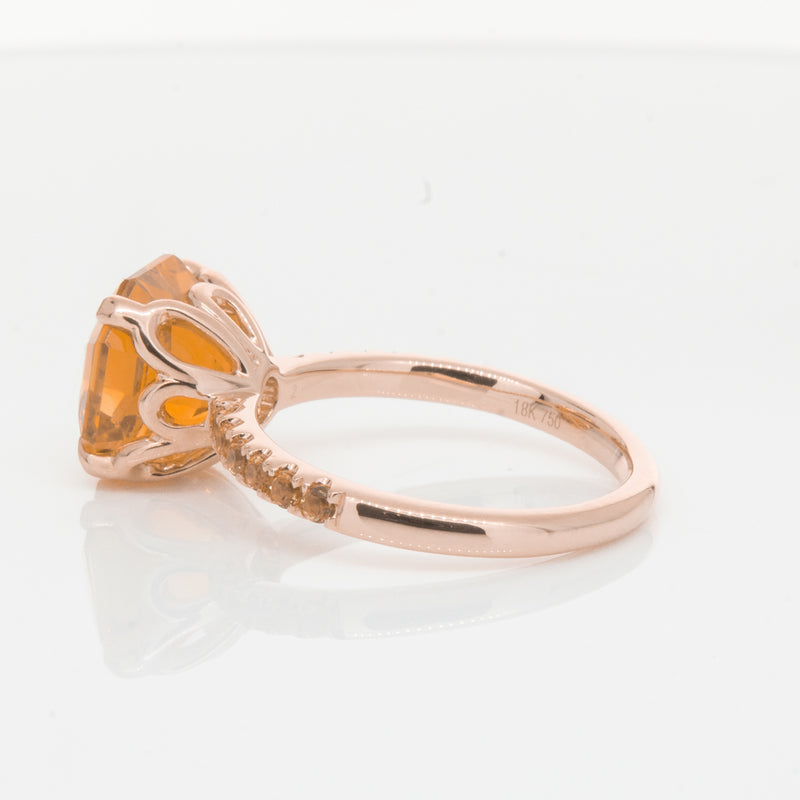 18ct Rose Gold Citrine Octavus Ring-Ring-Walker & Hall