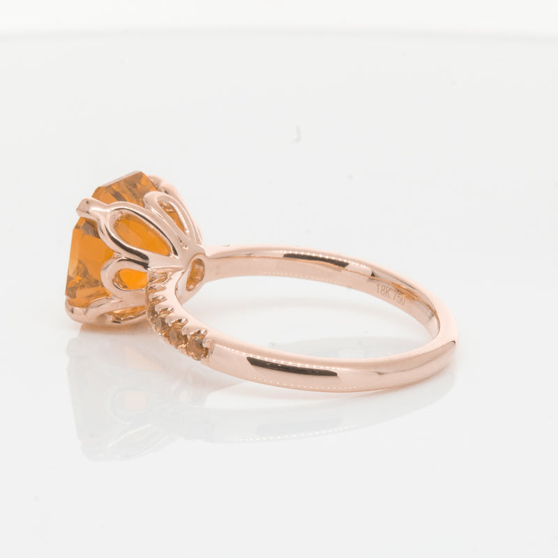 18ct Rose Gold Citrine Octavus Ring-Ring-Walker & Hall