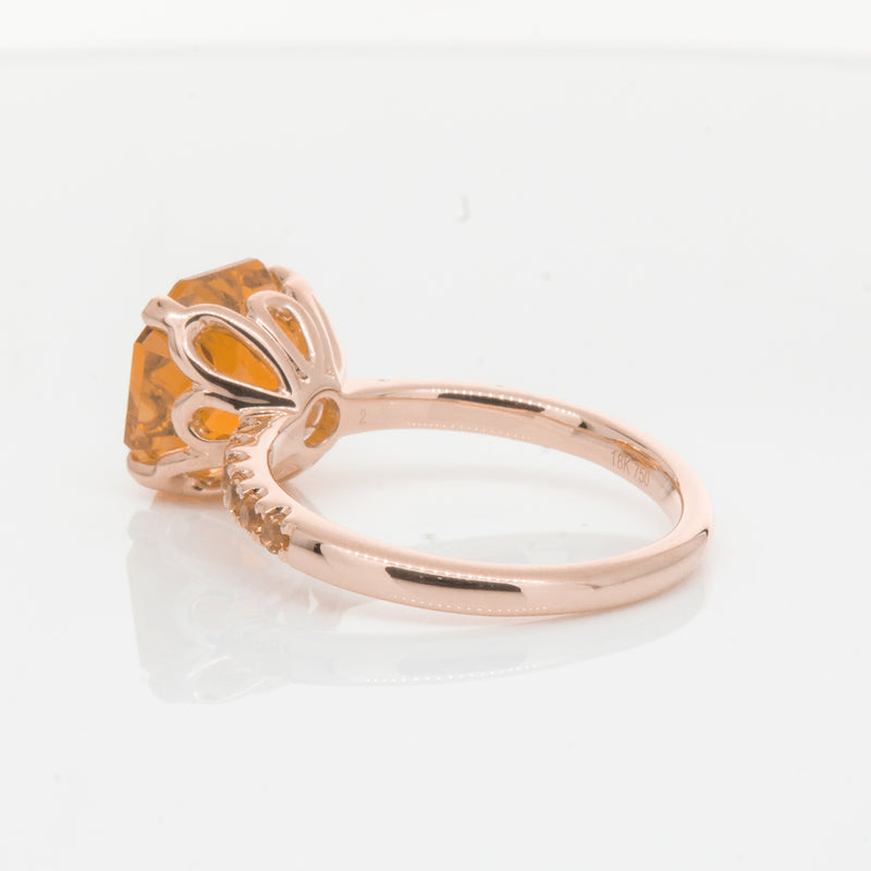 18ct Rose Gold Citrine Octavus Ring-Ring-Walker & Hall