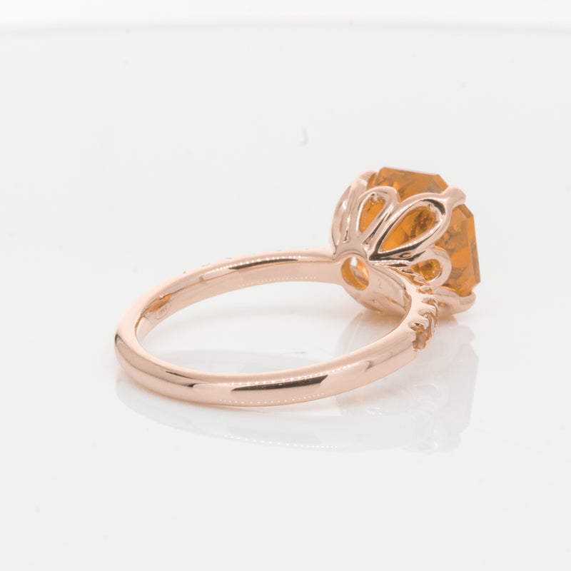 18ct Rose Gold Citrine Octavus Ring-Ring-Walker & Hall