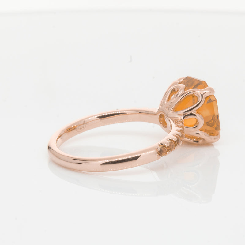 18ct Rose Gold Citrine Octavus Ring-Ring-Walker & Hall