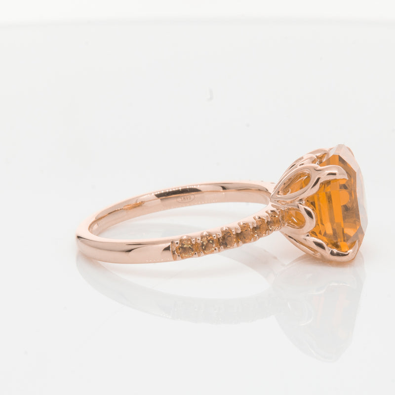 18ct Rose Gold Citrine Octavus Ring-Ring-Walker & Hall