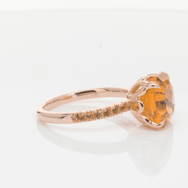 18ct Rose Gold Citrine Octavus Ring-Ring-Walker & Hall