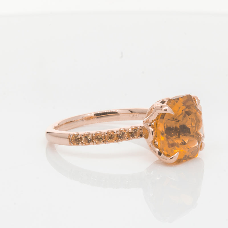 18ct Rose Gold Citrine Octavus Ring-Ring-Walker & Hall