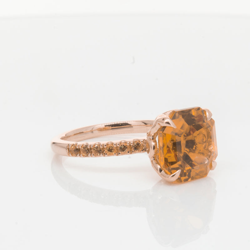 18ct Rose Gold Citrine Octavus Ring-Ring-Walker & Hall