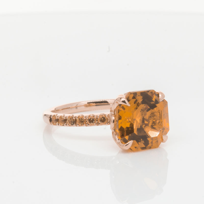 18ct Rose Gold Citrine Octavus Ring-Ring-Walker & Hall