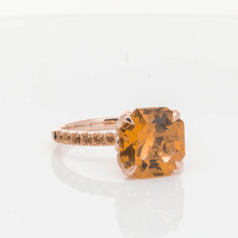 18ct Rose Gold Citrine Octavus Ring-Ring-Walker & Hall