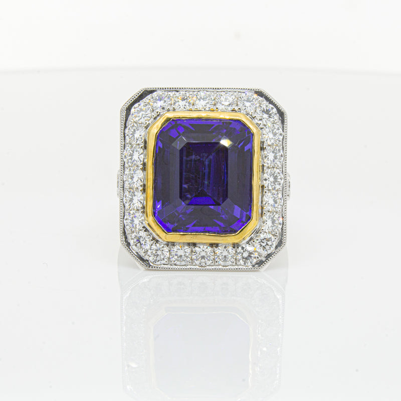 18ct White Gold Tanzanite & Diamond Ring-Ring-Walker & Hall