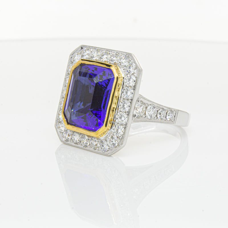 18ct White Gold Tanzanite & Diamond Ring-Ring-Walker & Hall