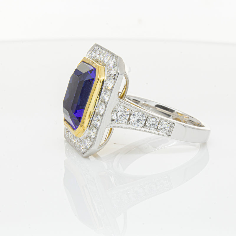 18ct White Gold Tanzanite & Diamond Ring-Ring-Walker & Hall
