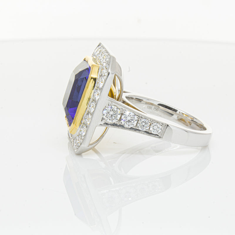 18ct White Gold Tanzanite & Diamond Ring-Ring-Walker & Hall