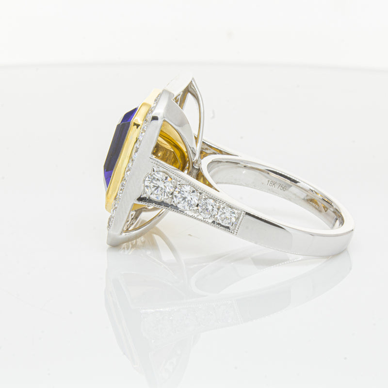 18ct White Gold Tanzanite & Diamond Ring-Ring-Walker & Hall