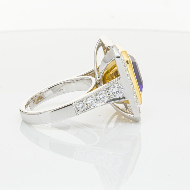 18ct White Gold Tanzanite & Diamond Ring-Ring-Walker & Hall