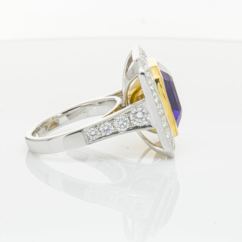 18ct White Gold Tanzanite & Diamond Ring-Ring-Walker & Hall