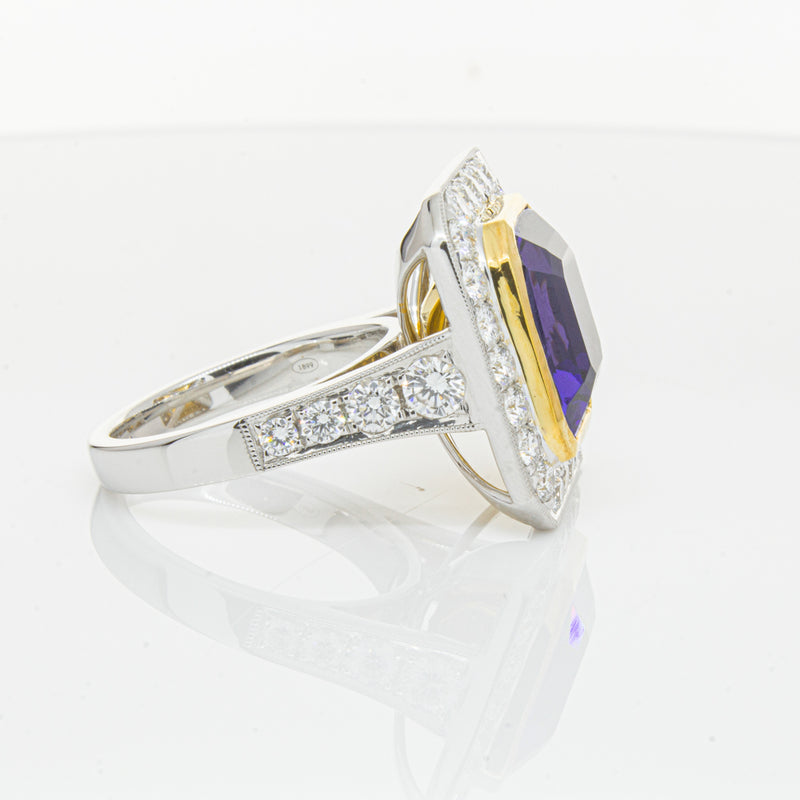 18ct White Gold Tanzanite & Diamond Ring-Ring-Walker & Hall