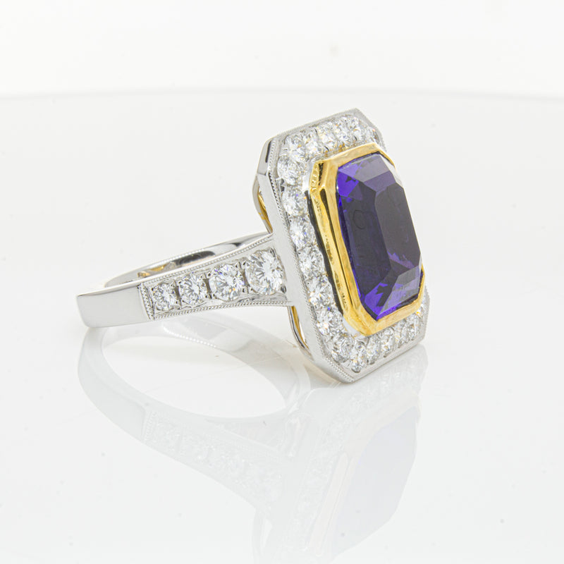 18ct White Gold Tanzanite & Diamond Ring-Ring-Walker & Hall