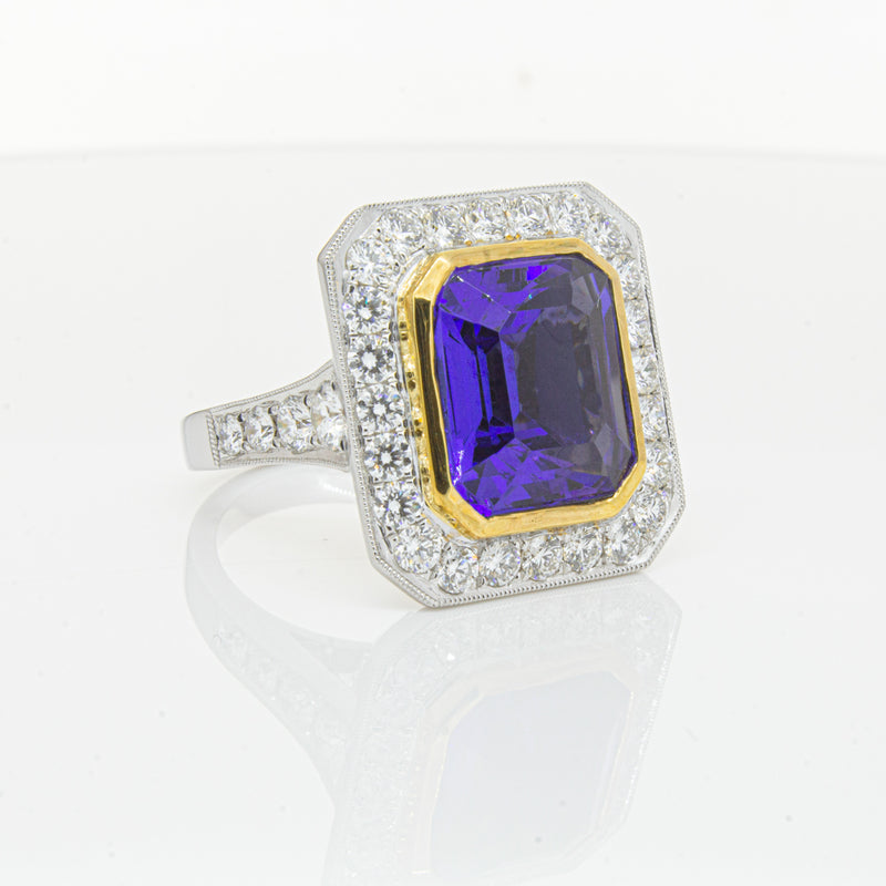 18ct White Gold Tanzanite & Diamond Ring-Ring-Walker & Hall