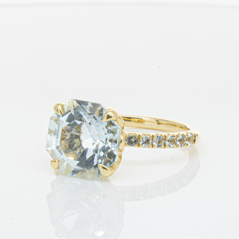 18ct Yellow Gold Aquamarine Octavus Ring-Ring-Walker & Hall
