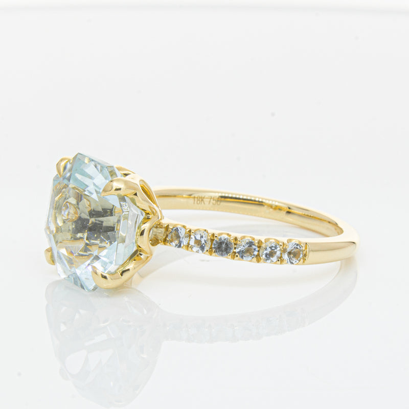 18ct Yellow Gold Aquamarine Octavus Ring-Ring-Walker & Hall