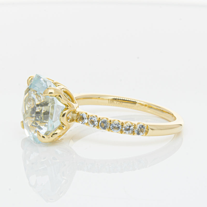 18ct Yellow Gold Aquamarine Octavus Ring-Ring-Walker & Hall
