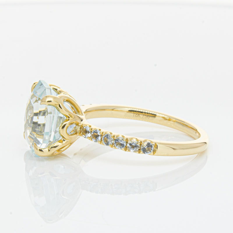 18ct Yellow Gold Aquamarine Octavus Ring-Ring-Walker & Hall