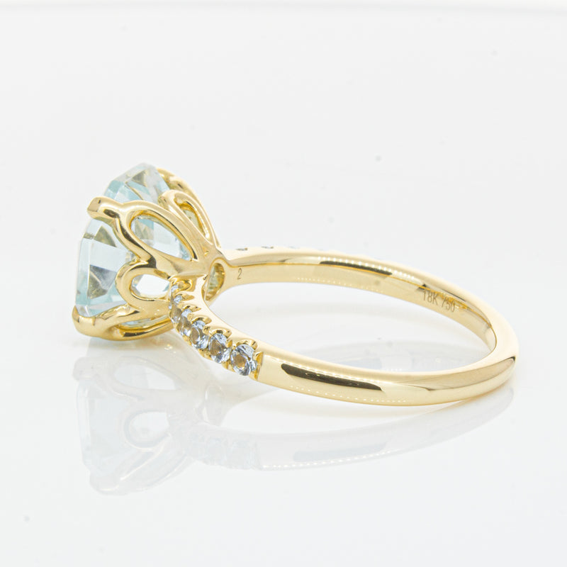 18ct Yellow Gold Aquamarine Octavus Ring-Ring-Walker & Hall