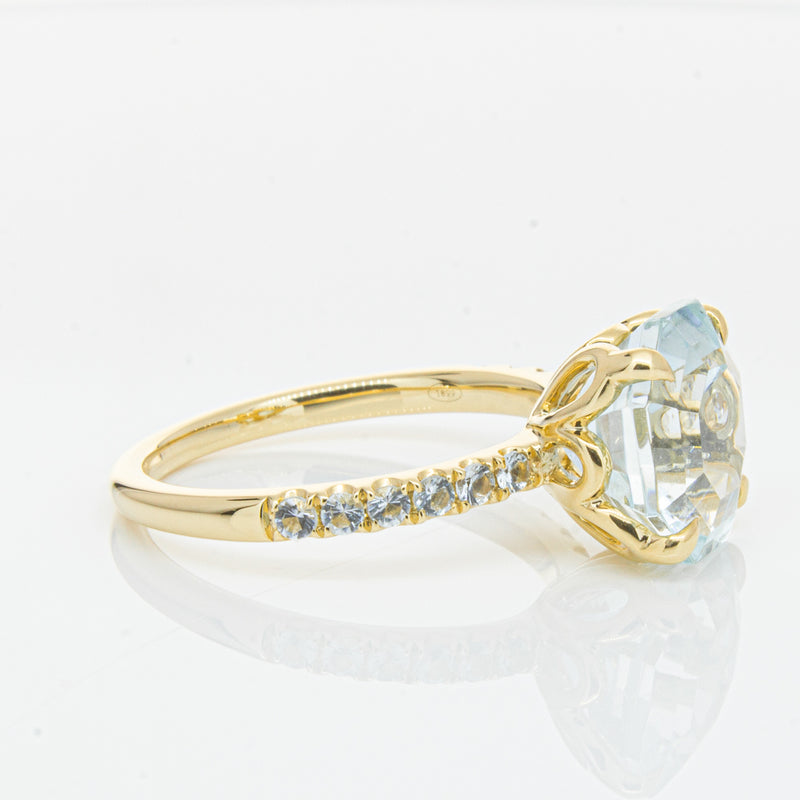 18ct Yellow Gold Aquamarine Octavus Ring-Ring-Walker & Hall