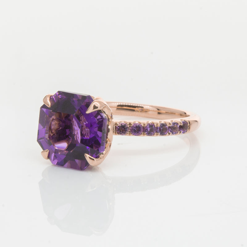 18ct Rose Gold Amethyst Octavus Ring-Ring-Walker & Hall