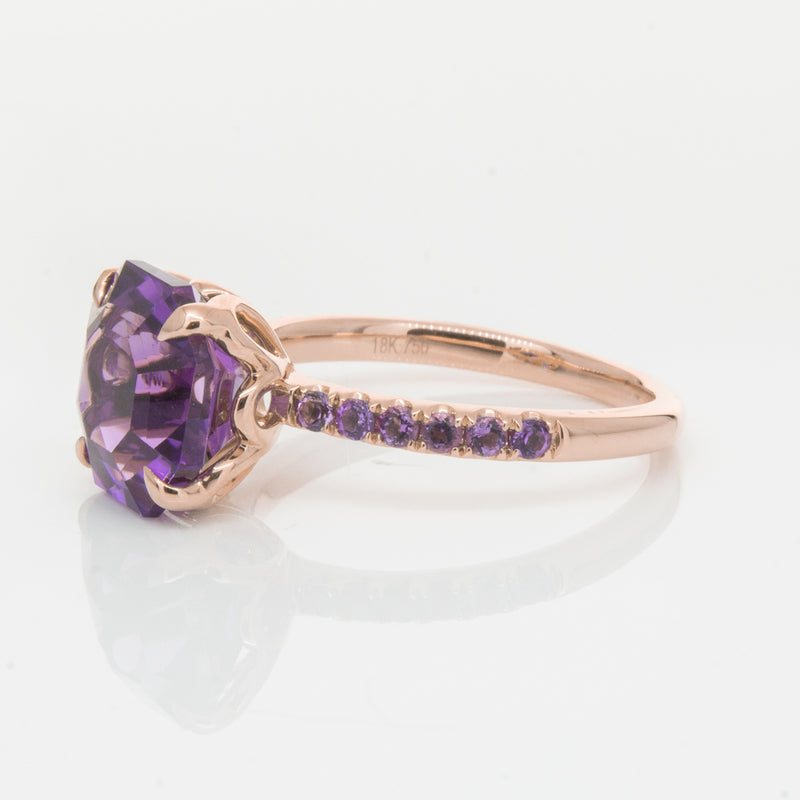 18ct Rose Gold Amethyst Octavus Ring-Ring-Walker & Hall
