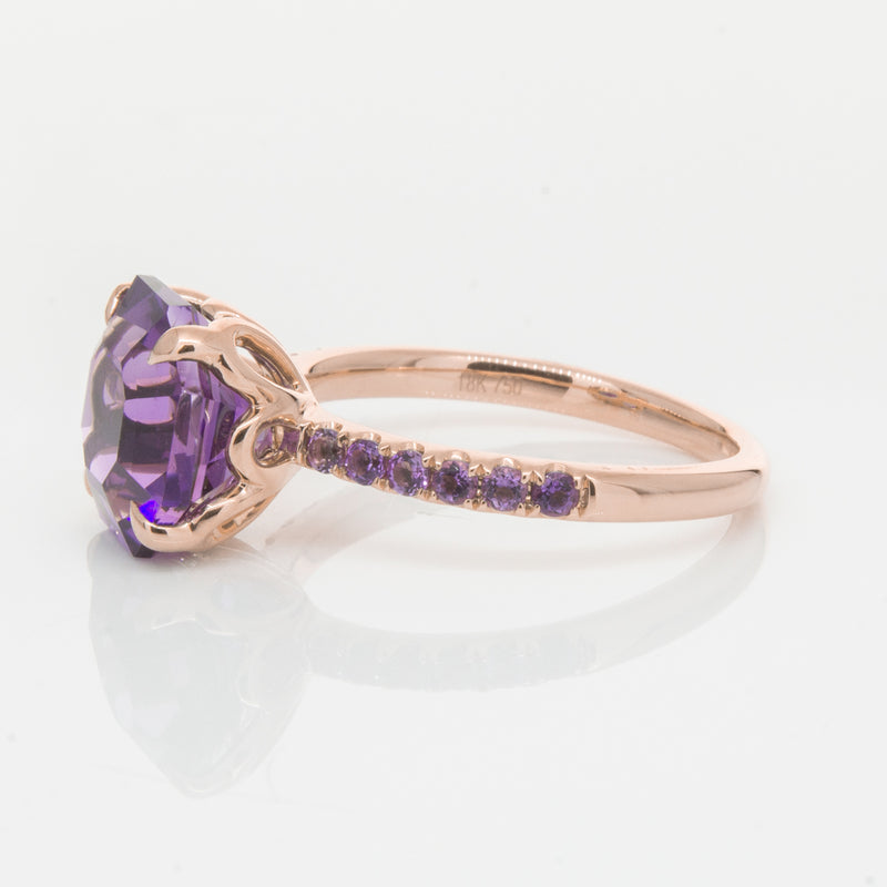 18ct Rose Gold Amethyst Octavus Ring-Ring-Walker & Hall