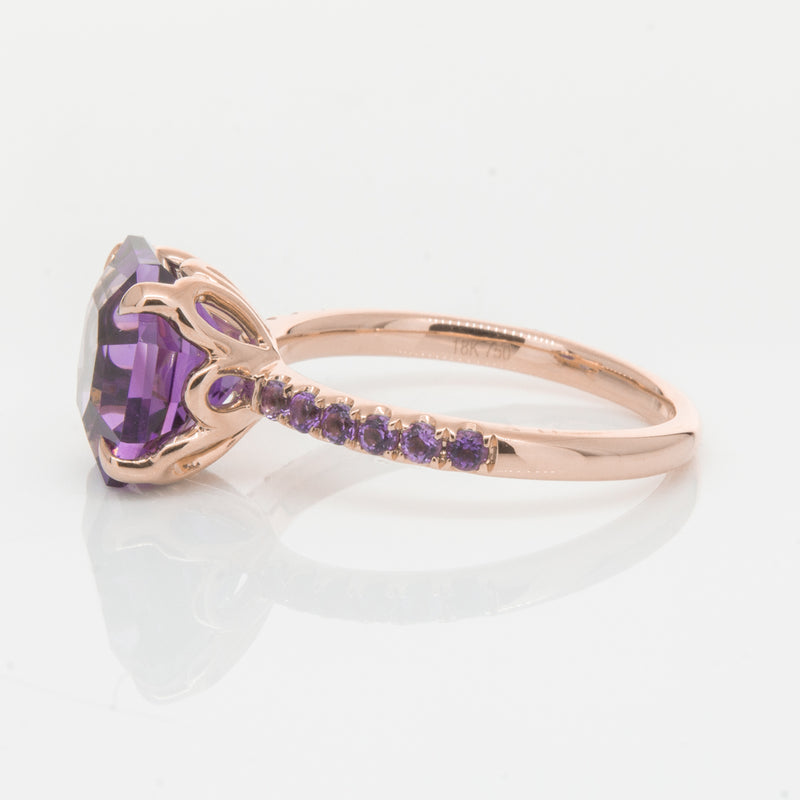 18ct Rose Gold Amethyst Octavus Ring-Ring-Walker & Hall