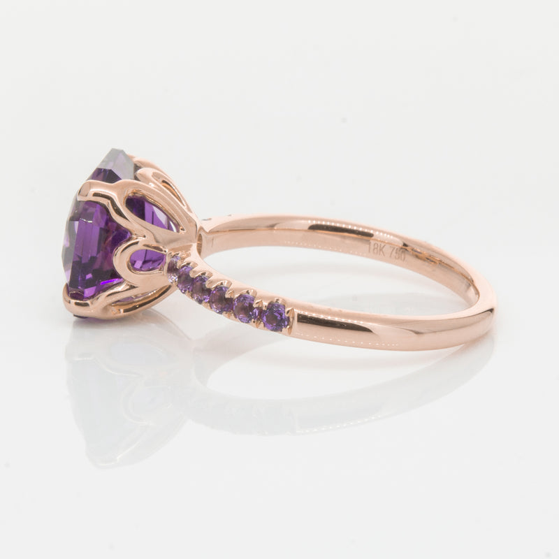 18ct Rose Gold Amethyst Octavus Ring-Ring-Walker & Hall