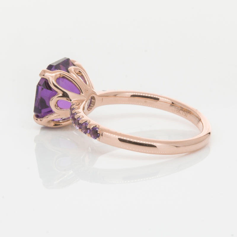 18ct Rose Gold Amethyst Octavus Ring-Ring-Walker & Hall