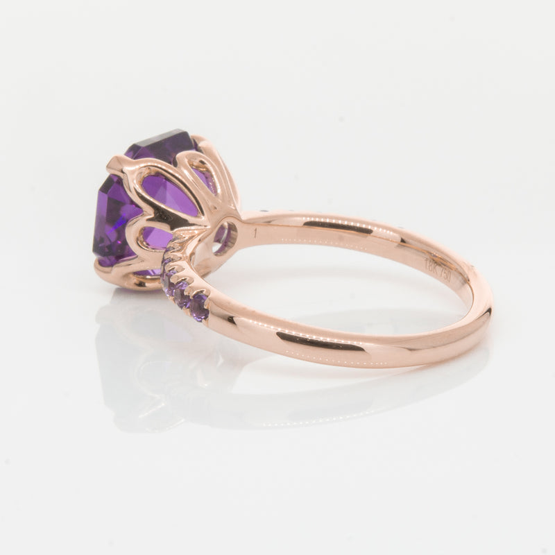 18ct Rose Gold Amethyst Octavus Ring-Ring-Walker & Hall