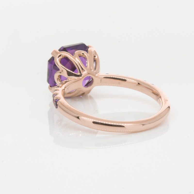 18ct Rose Gold Amethyst Octavus Ring-Ring-Walker & Hall