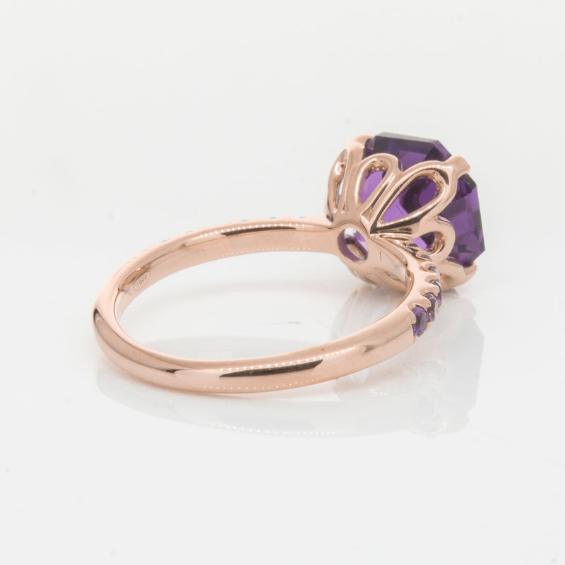 18ct Rose Gold Amethyst Octavus Ring-Ring-Walker & Hall