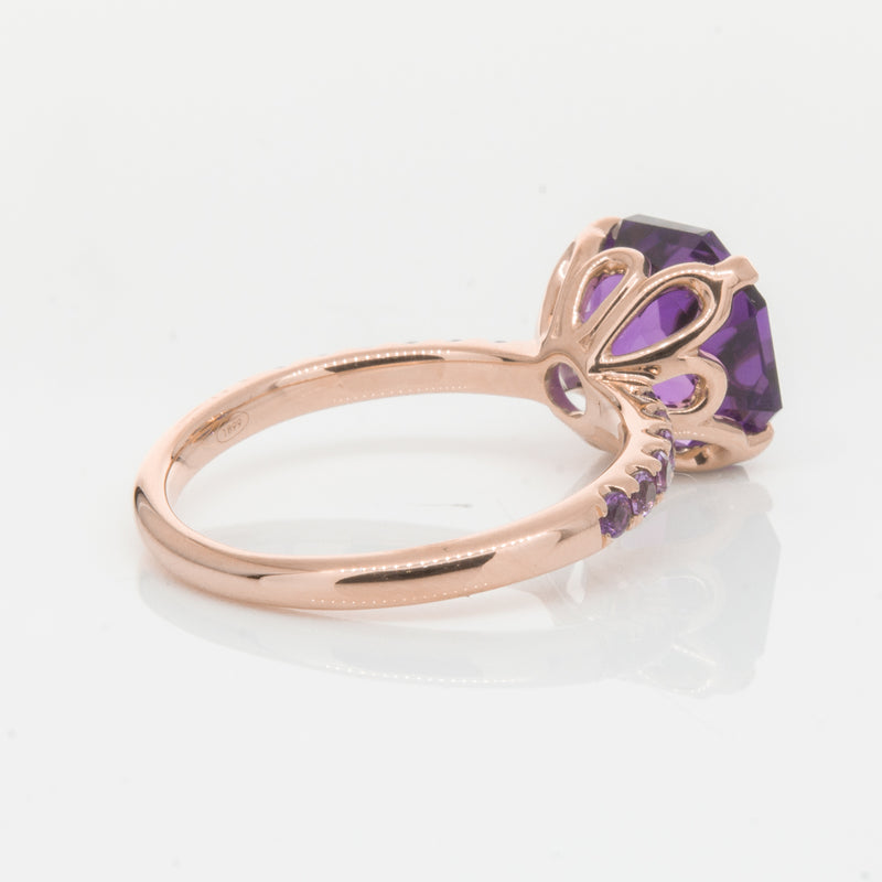 18ct Rose Gold Amethyst Octavus Ring-Ring-Walker & Hall